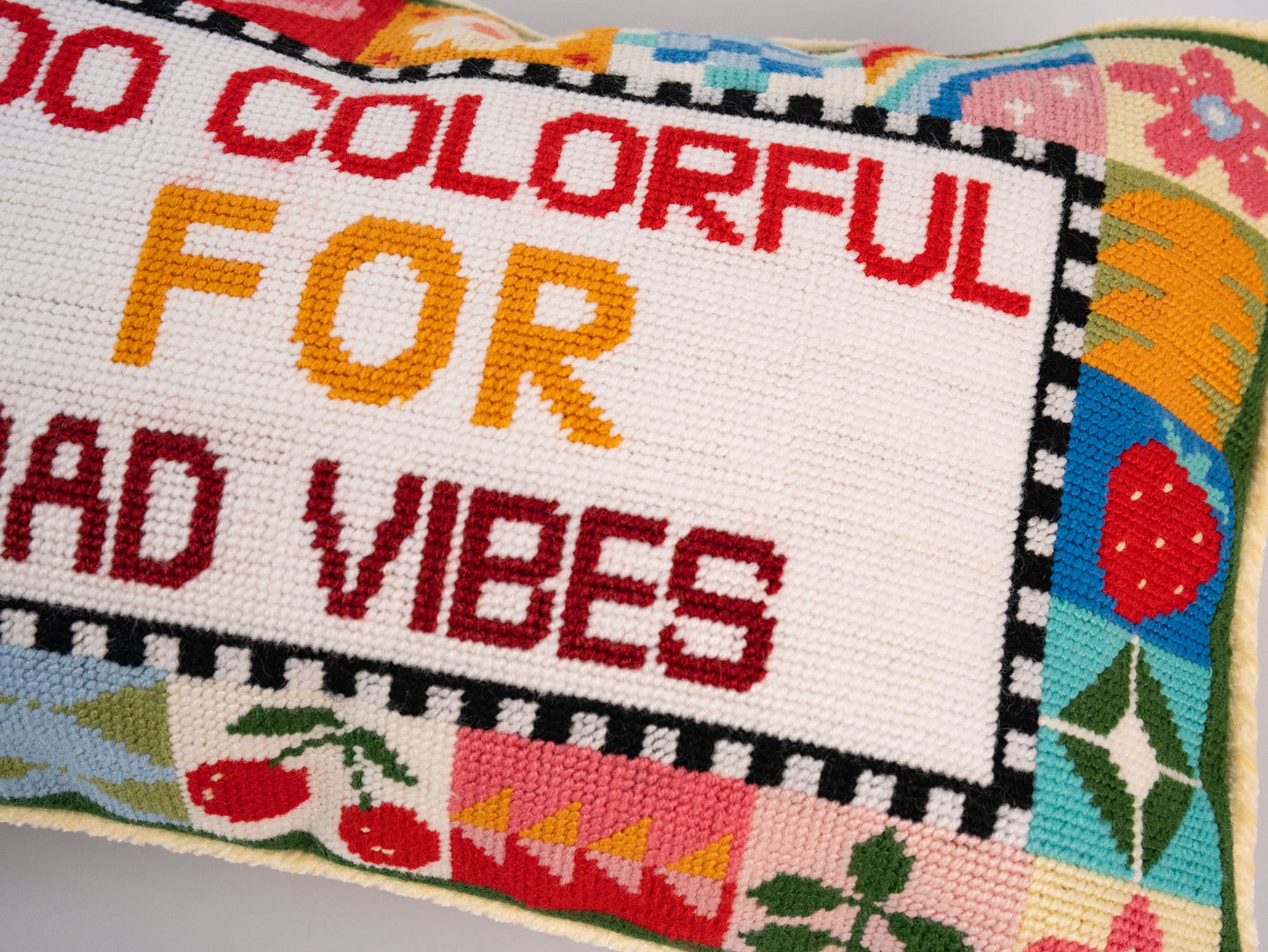 Too Colorful for Bad Vibes Needlepoint Lumbar Pillow Kit