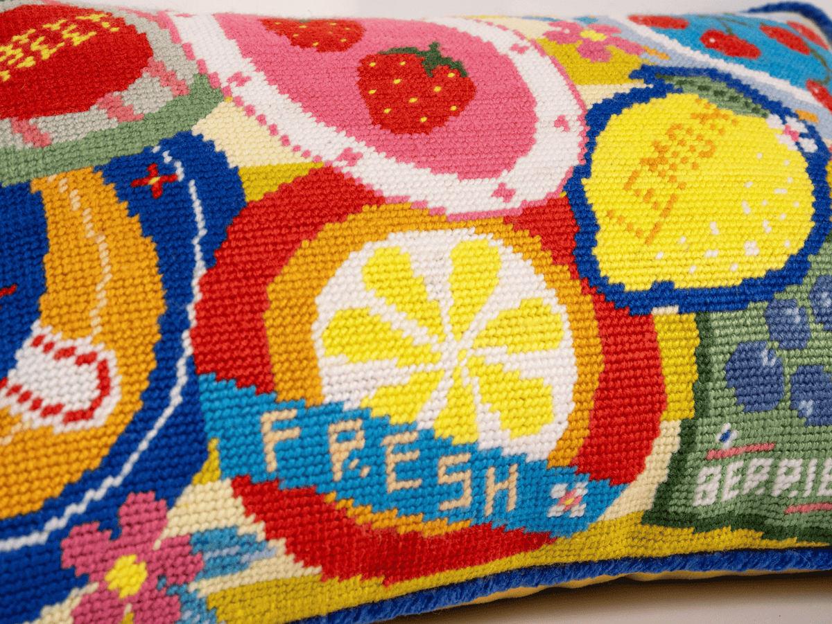 Market Morning Needlepoint Lumbar Pillow Kit