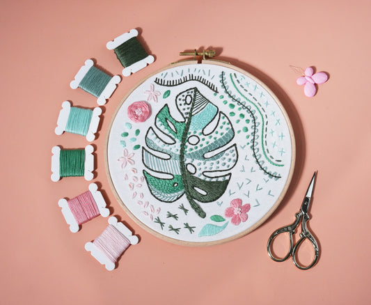 Monstera Embroidery Kit