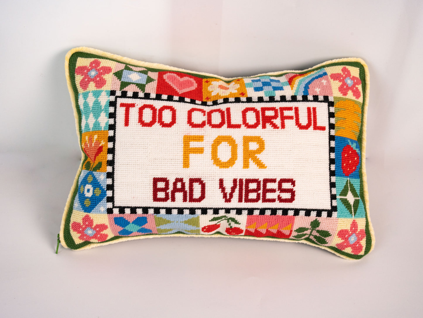 Too Colorful for Bad Vibes Needlepoint Lumbar Pillow Kit