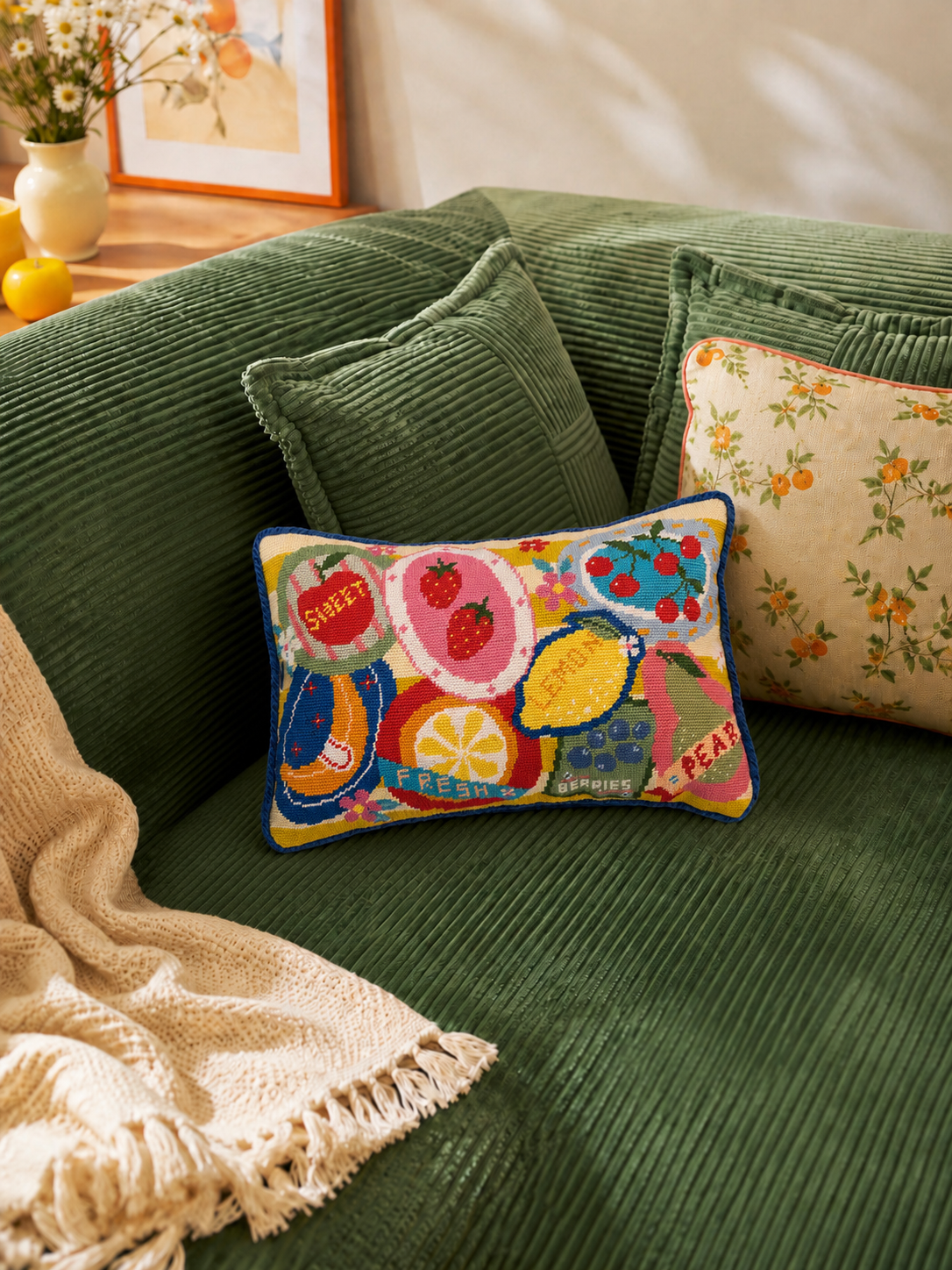 Market Morning Needlepoint Lumbar Pillow Kit