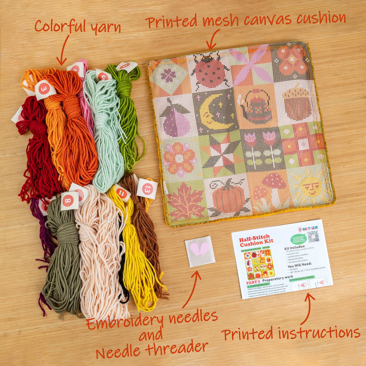 Autumn Whimsy Patchwork Needlepoint Bundle